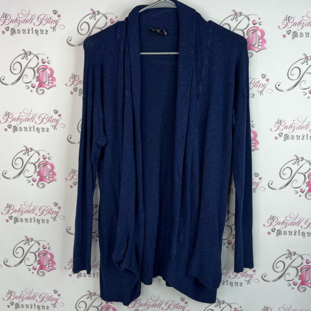 Eileen Fisher cardigan open front waterfall Deep Blue Women's Cardigan